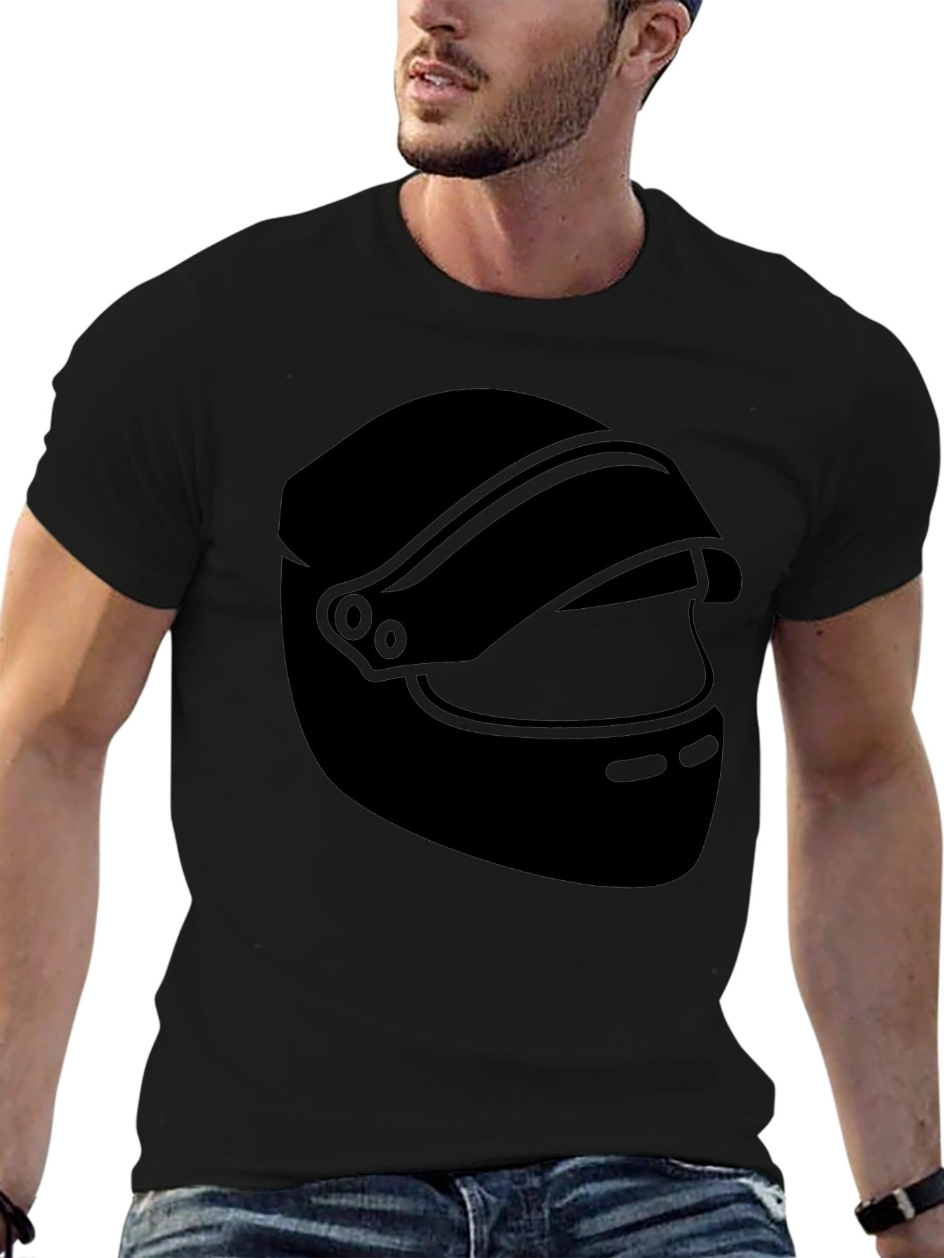 Black Helmet Graphic Tee - Racer Style