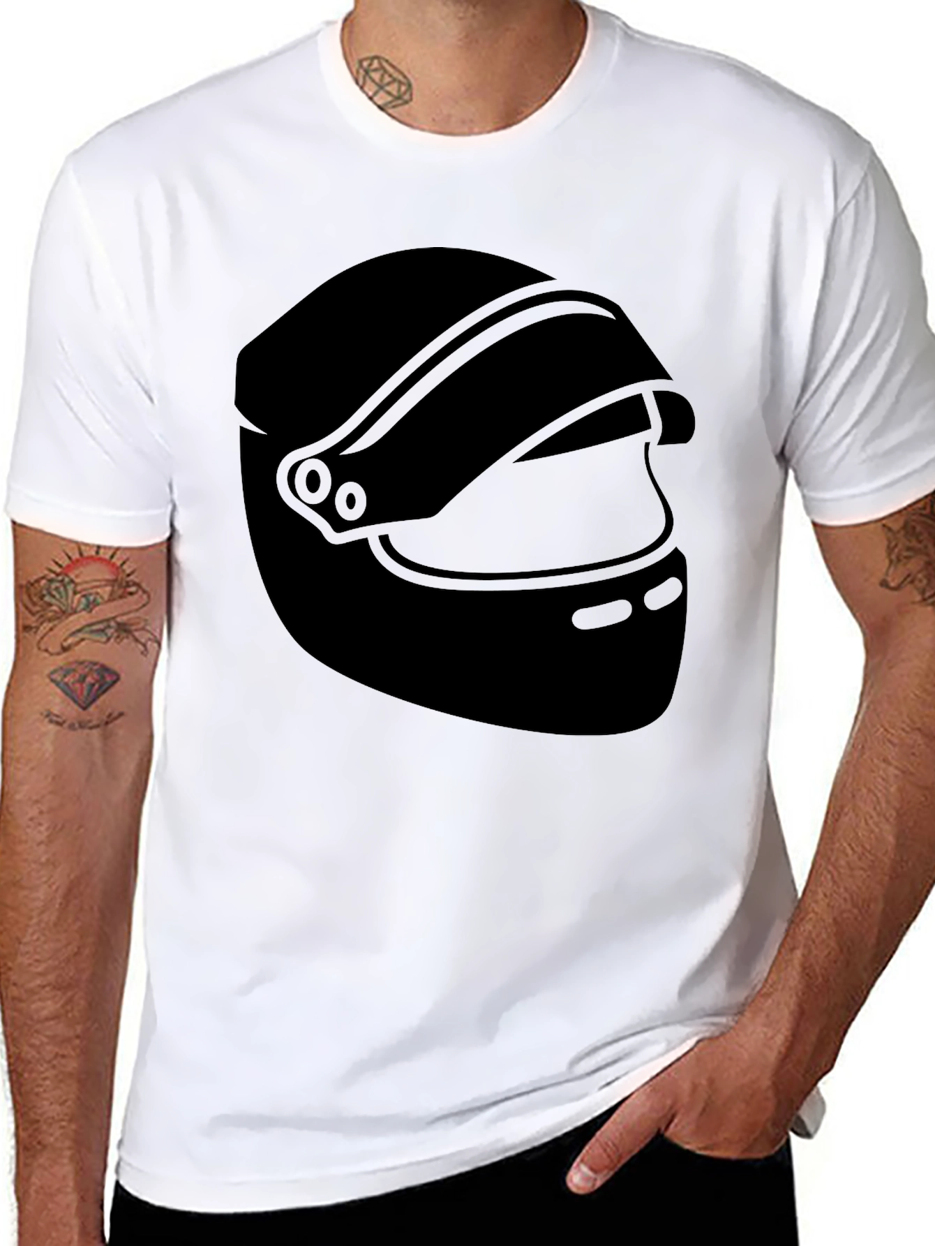 Black Helmet Graphic Tee - Racer Style