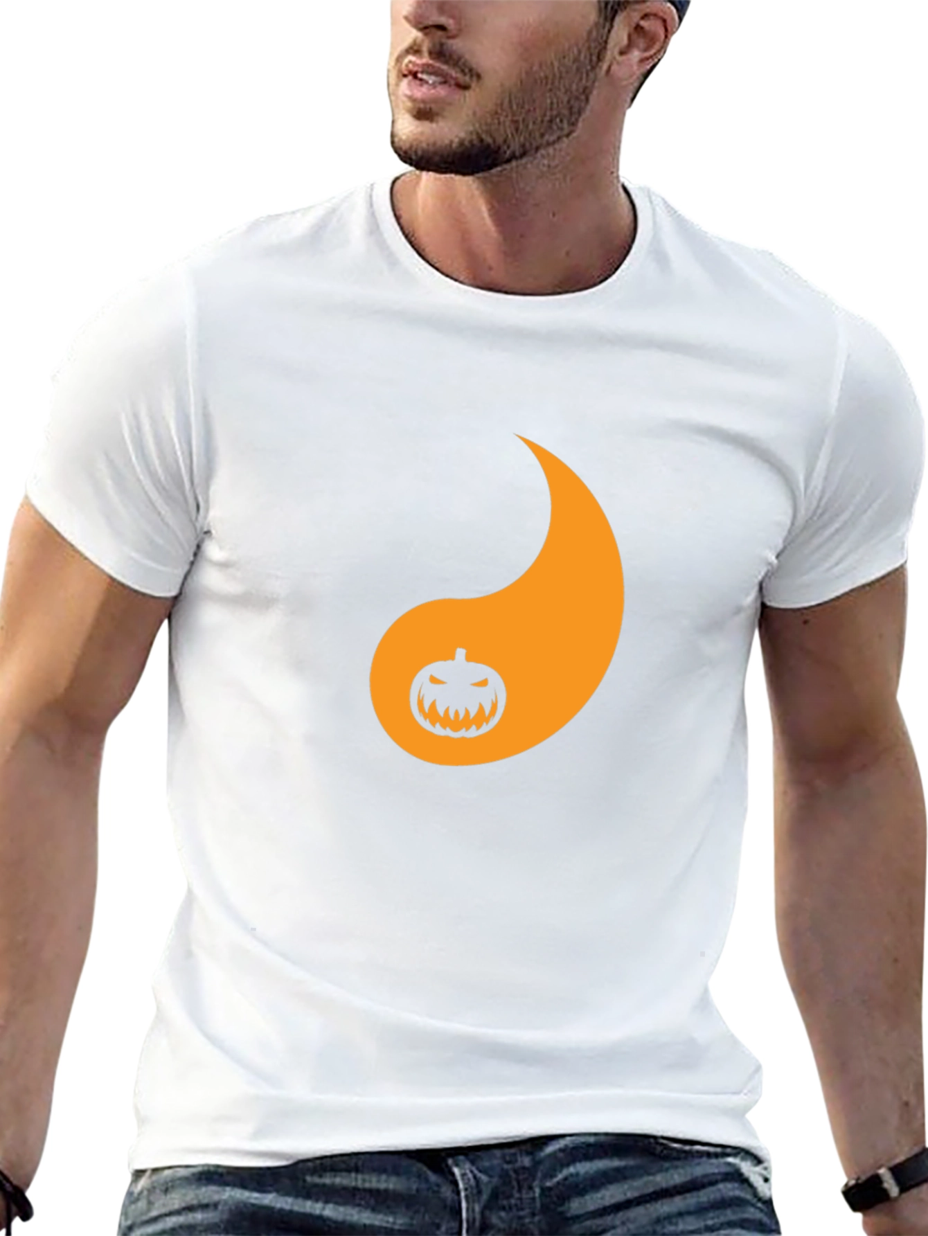 Halloween Pumpkin Paisley Black T-Shirt