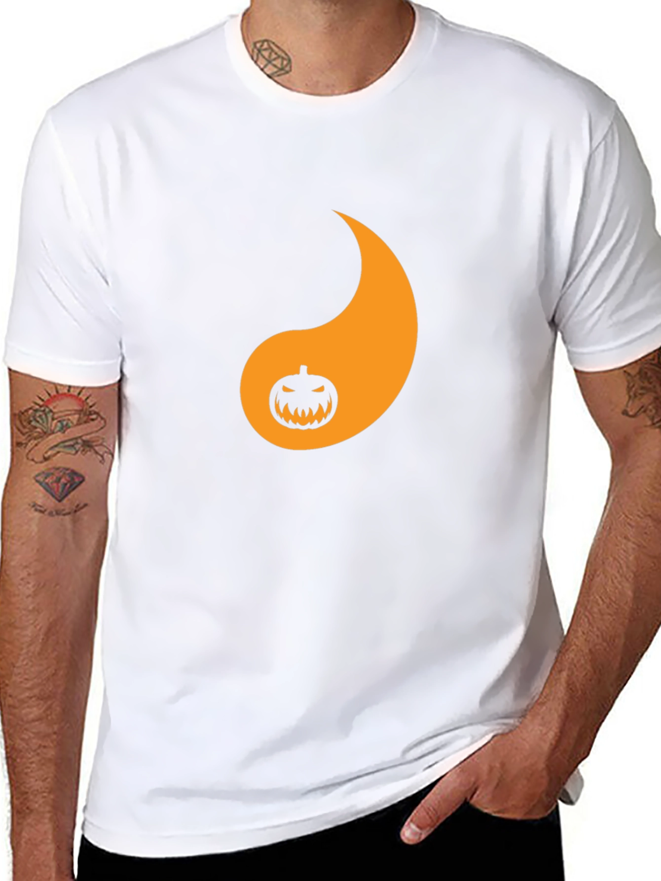 Halloween Pumpkin Paisley Black T-Shirt