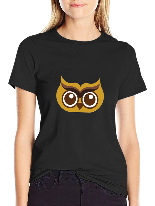 Owl Graphic Tee - Black Cotton T-Shirt