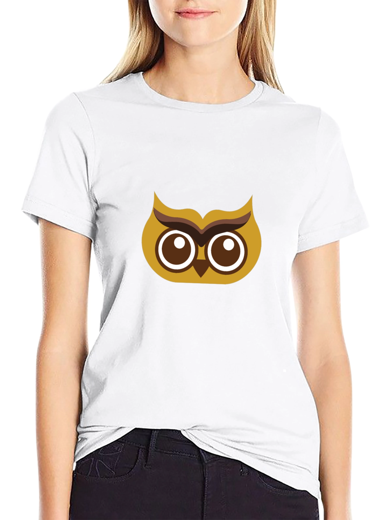 Owl Graphic Tee - Black Cotton T-Shirt