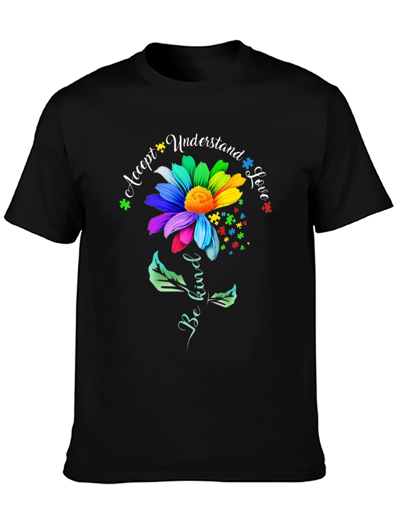 Autism Awareness Flower T-Shirt - Accept Understand Love