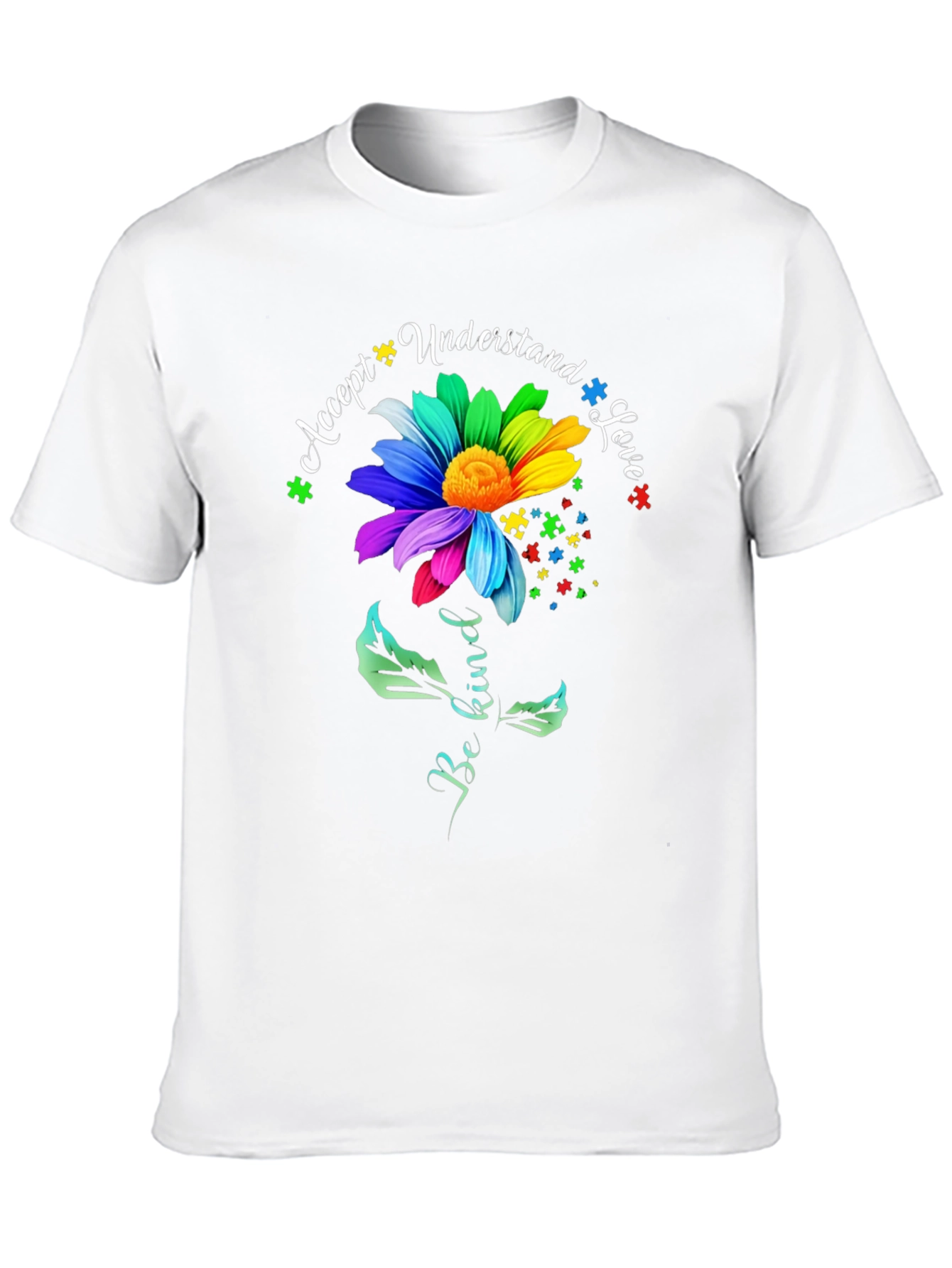Autism Awareness Flower T-Shirt - Accept Understand Love