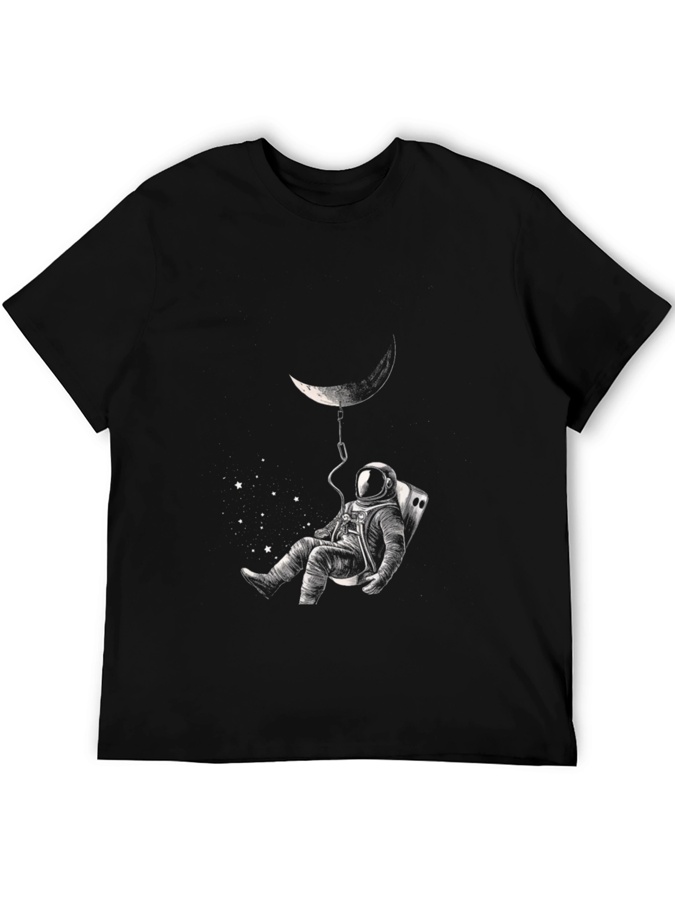 Astronaut Moon T-Shirt - Black Space Graphic Tee