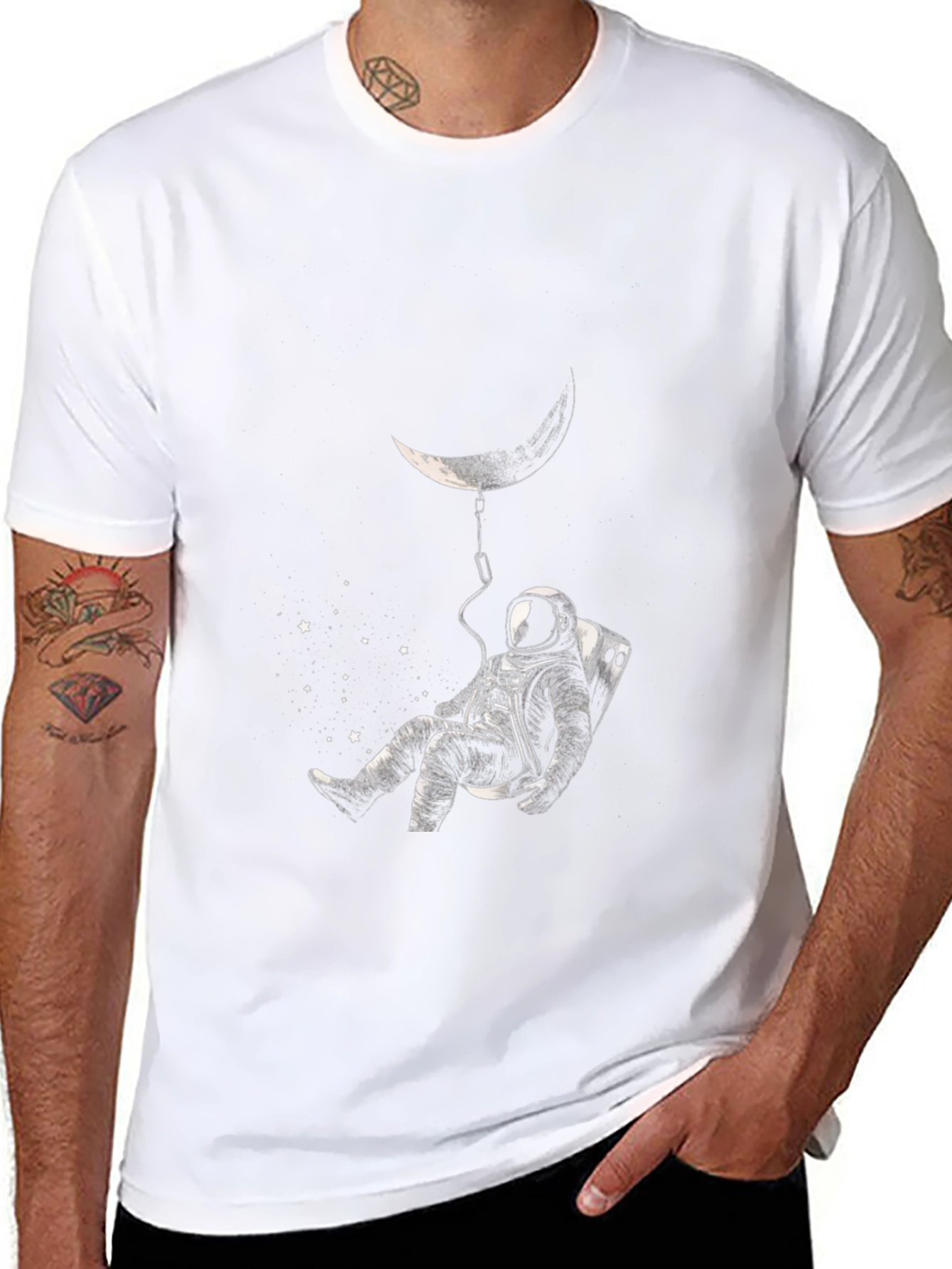 Astronaut Moon T-Shirt - Black Space Graphic Tee