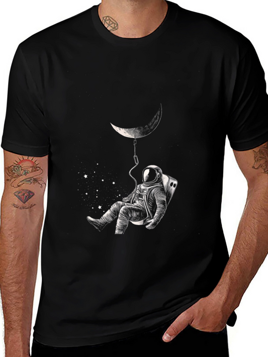 Astronaut Moon T-Shirt - Black Space Graphic Tee