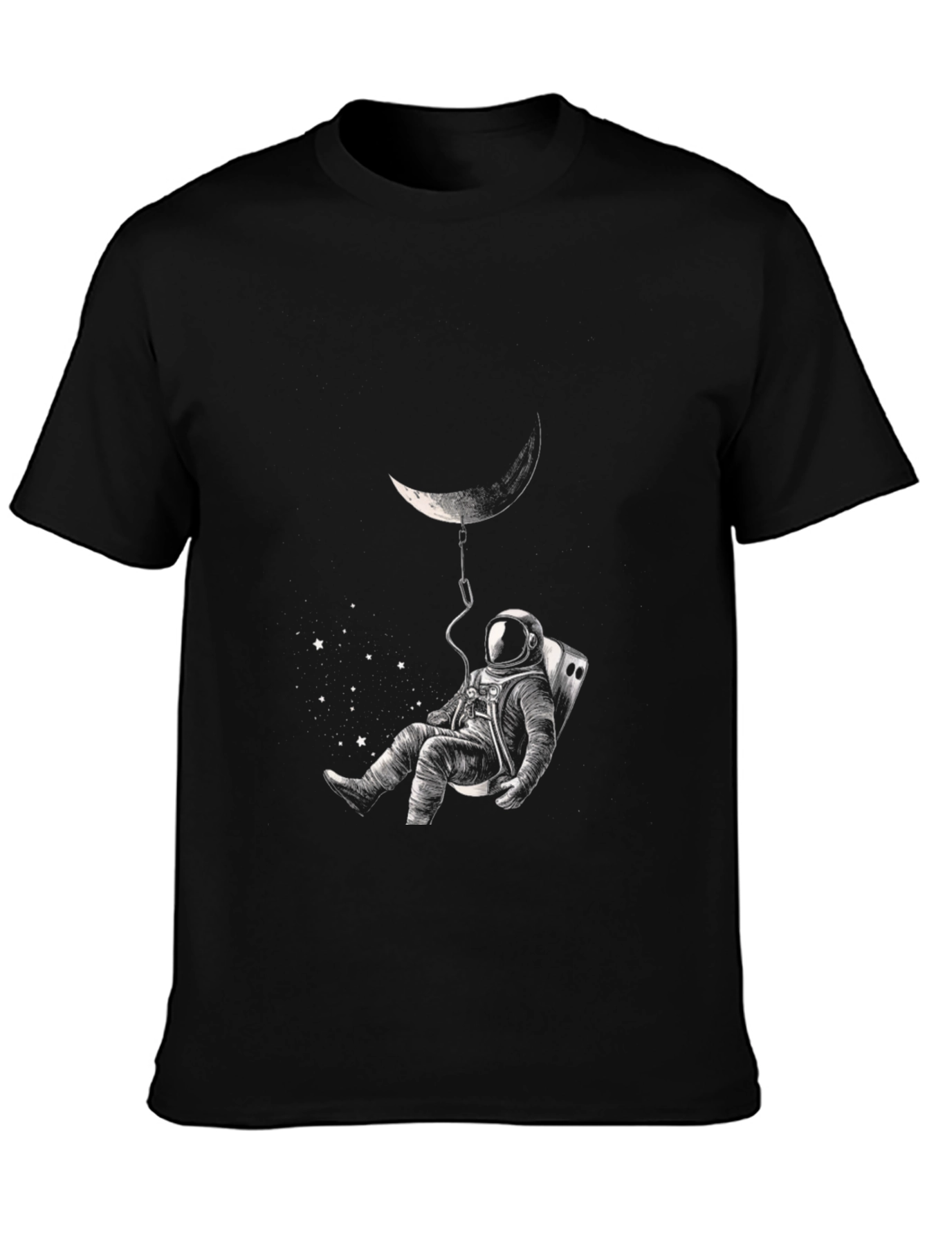 Astronaut Moon T-Shirt - Black Space Graphic Tee