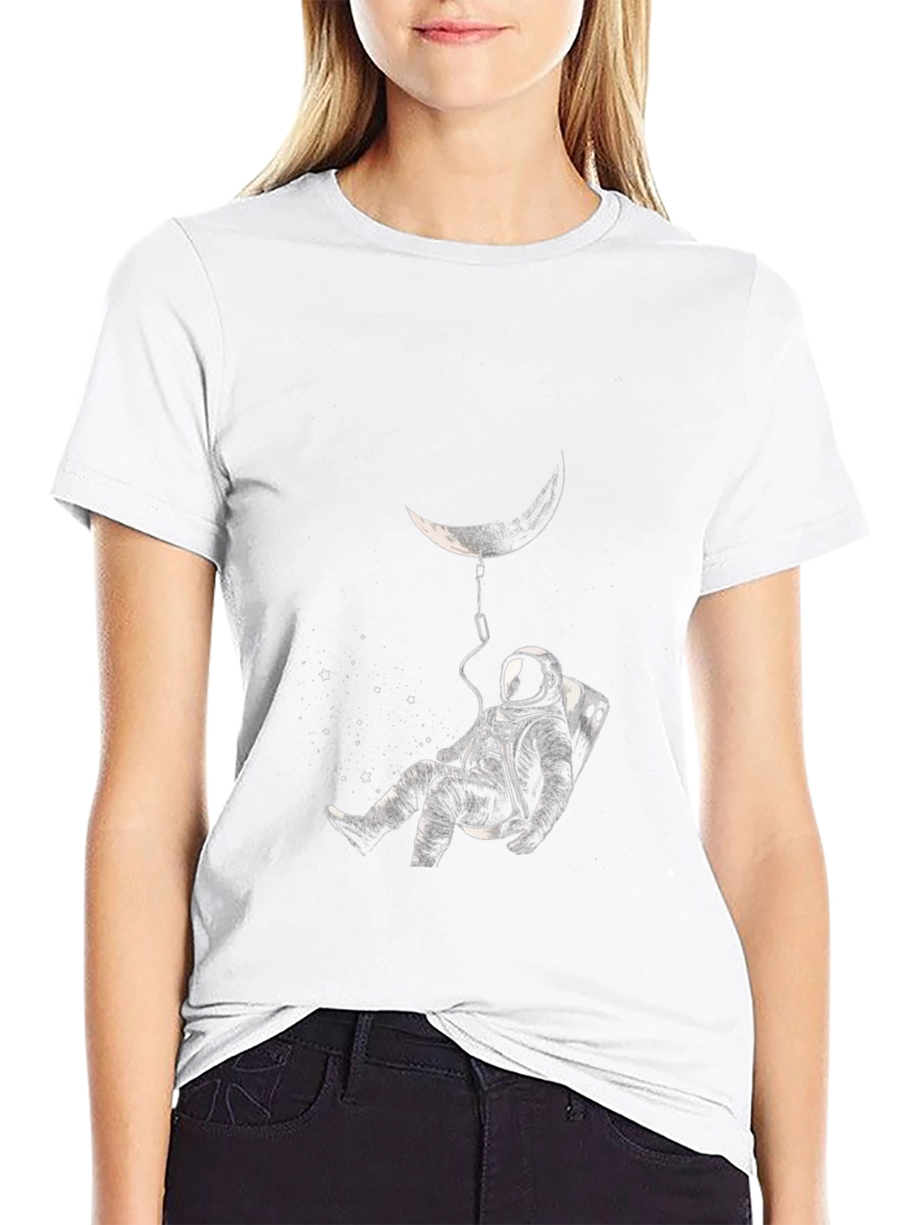 Astronaut Moon T-Shirt - Black Space Graphic Tee
