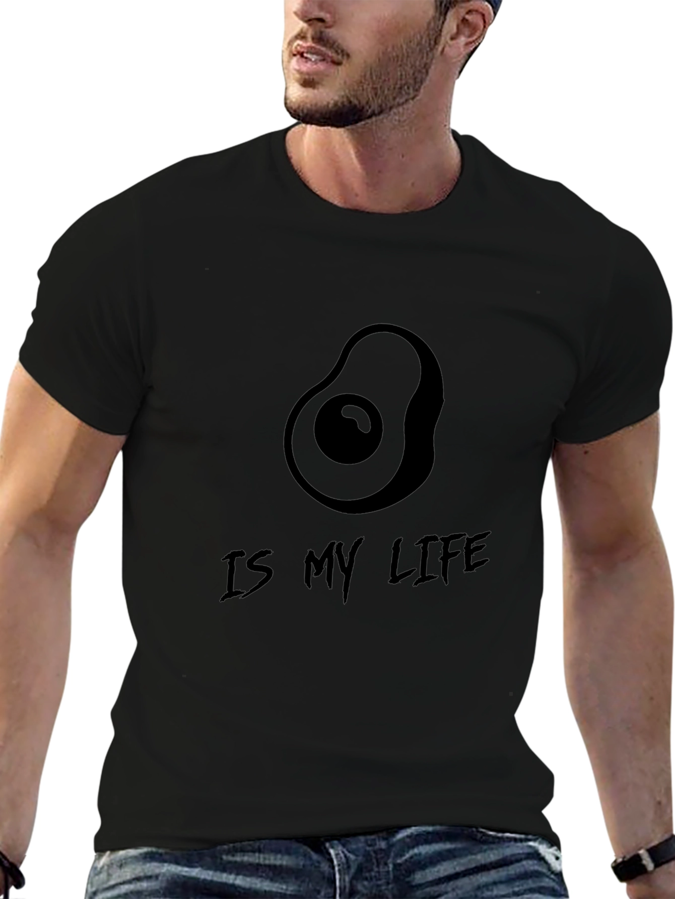 Avocado Is My Life Black Graphic Tee