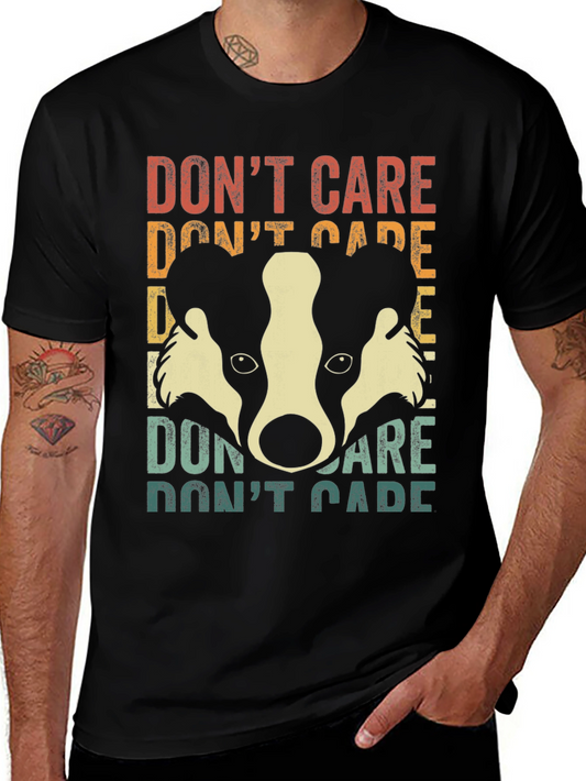 Dont Care Badger Graphic Tee - Retro Style