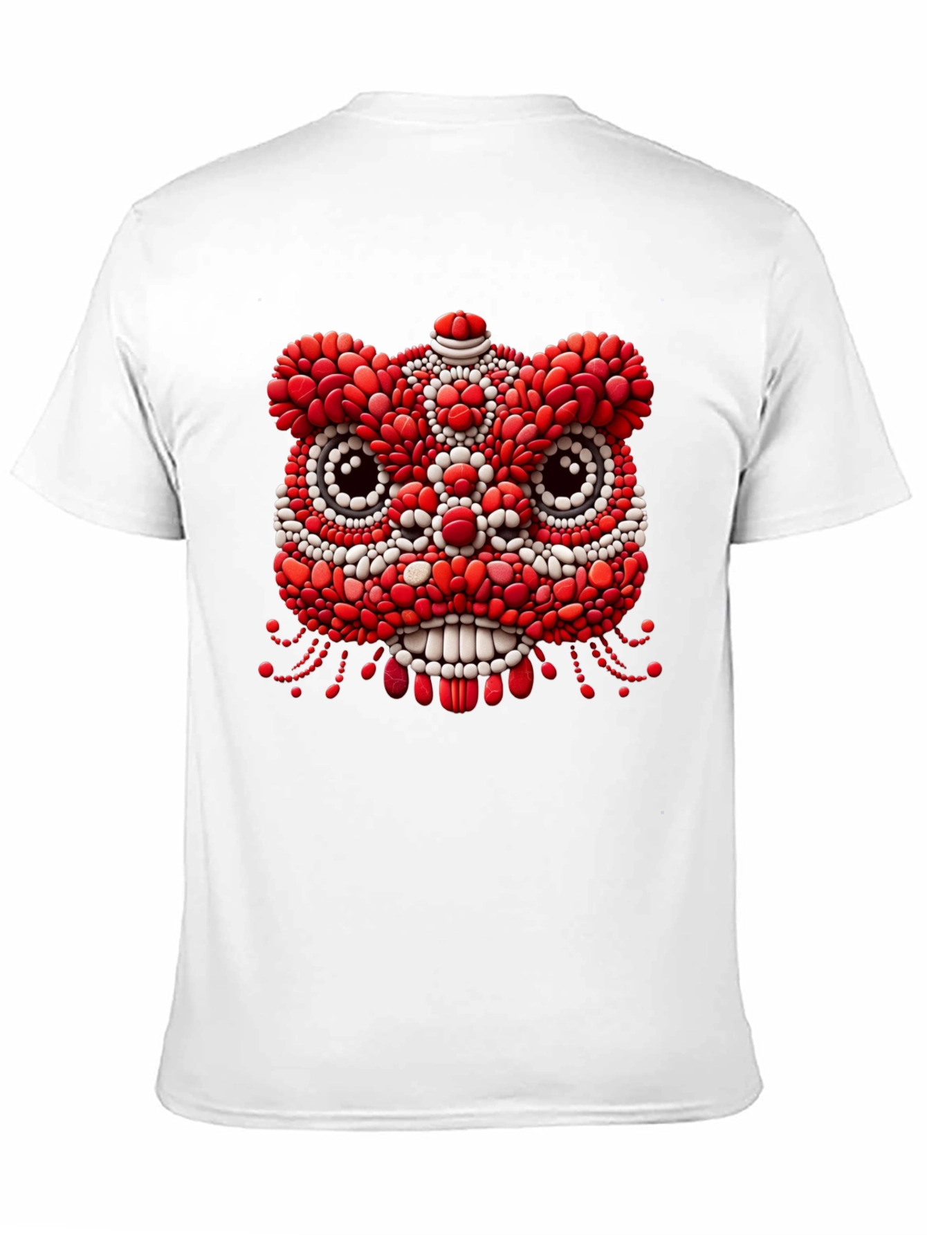 Unique Black T-Shirt with Red & White Lion Design