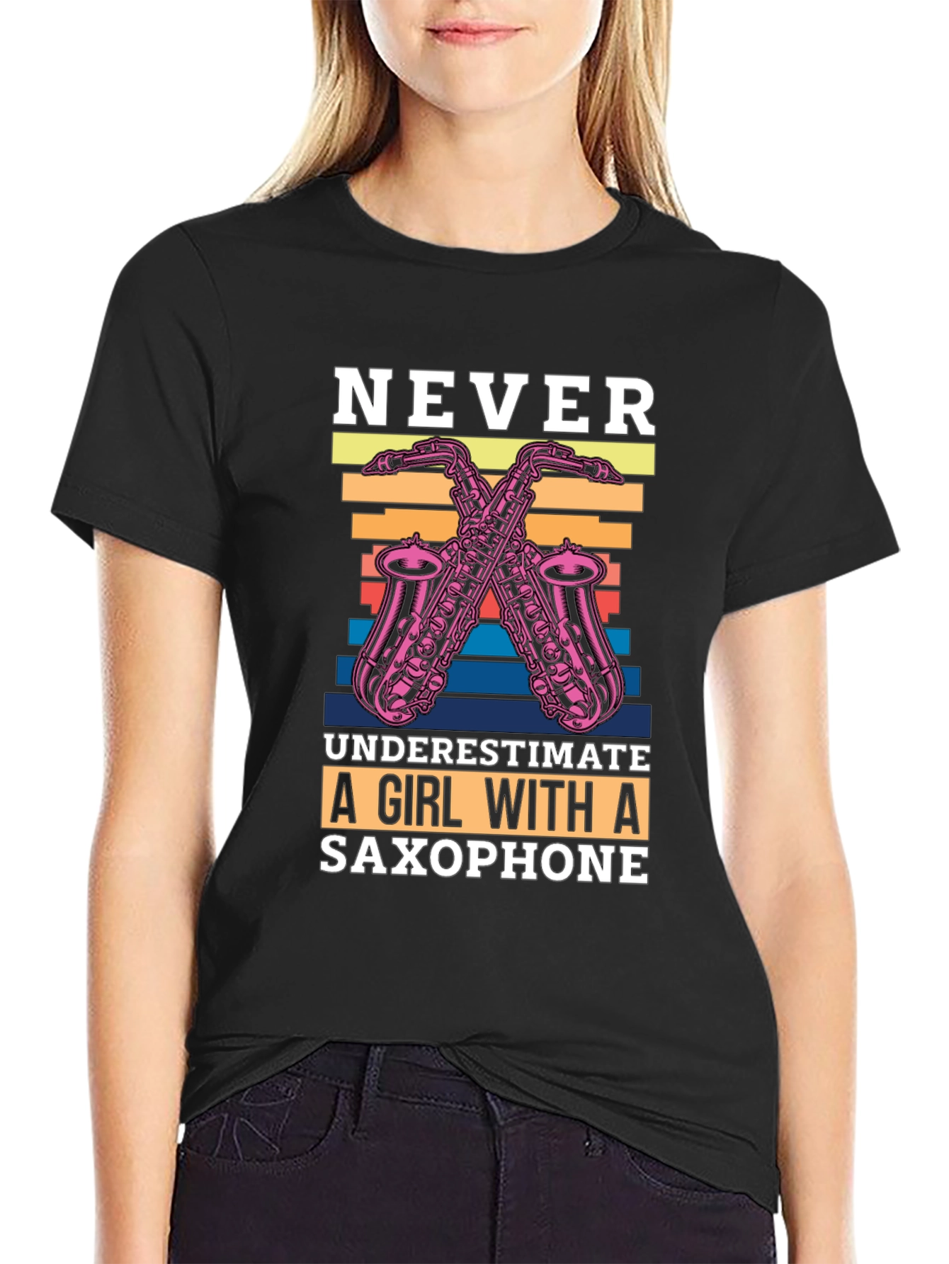 Never Underestimate Saxophone Girl T-Shirt