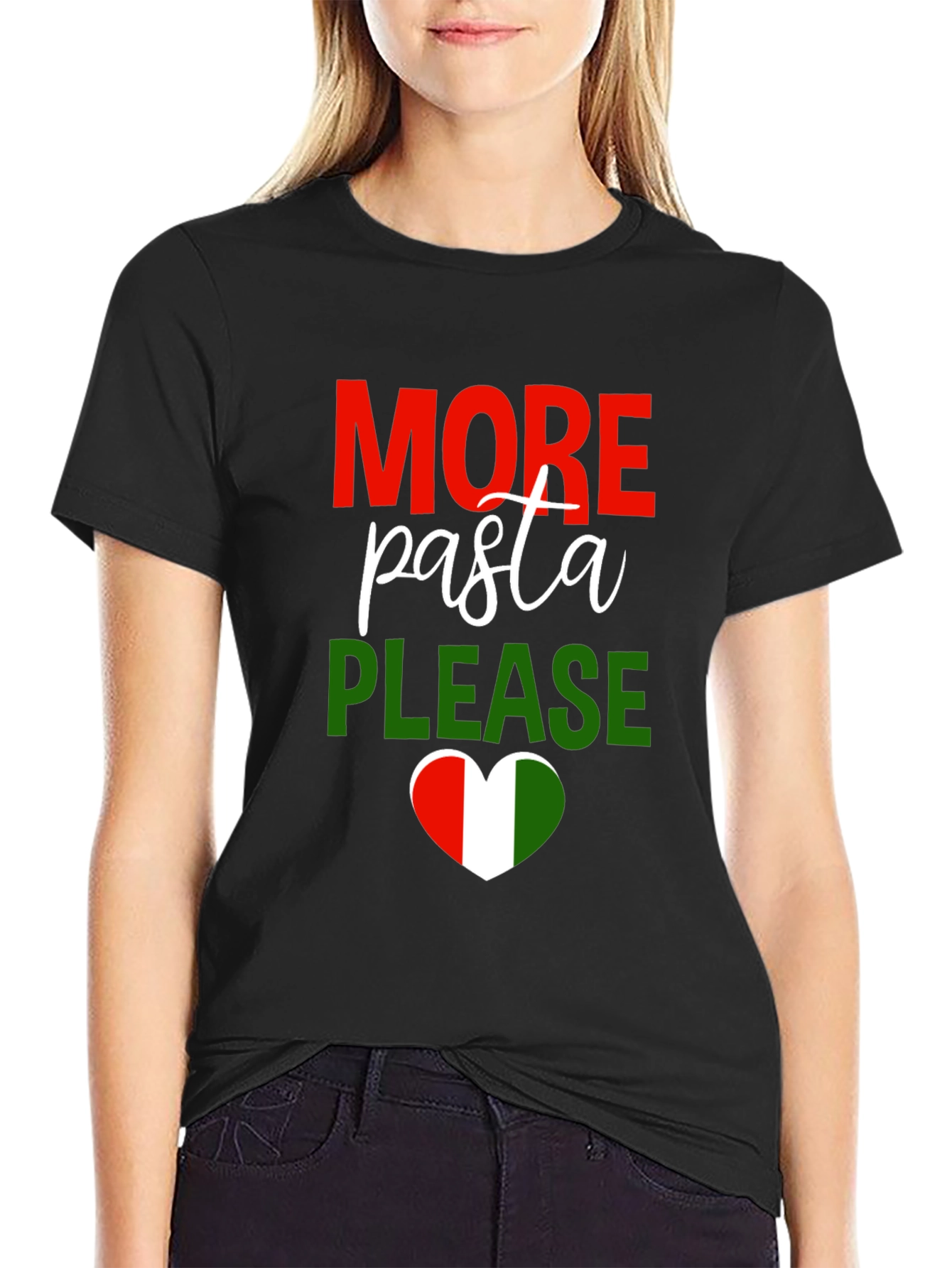 More Pasta Please - Italian Flag Heart T-Shirt