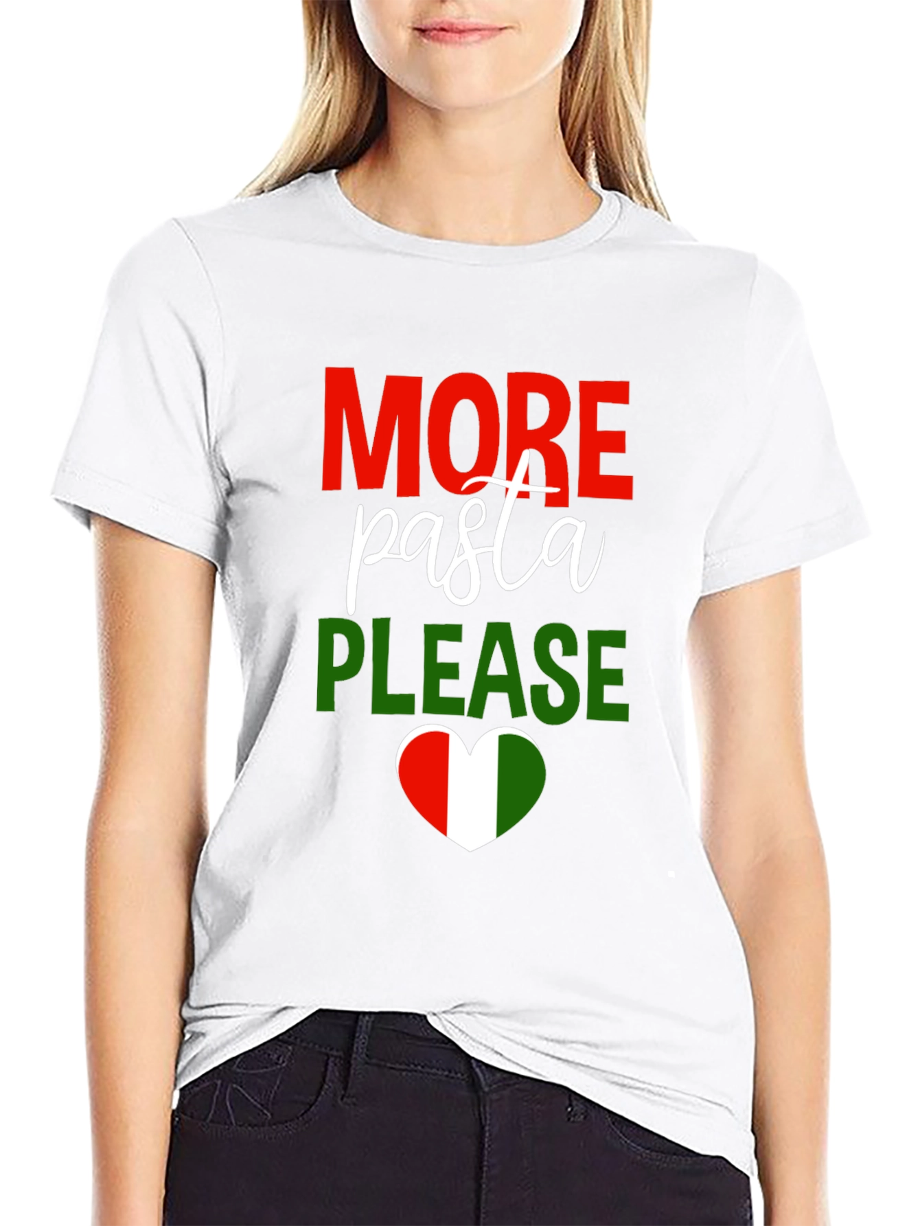 More Pasta Please - Italian Flag Heart T-Shirt