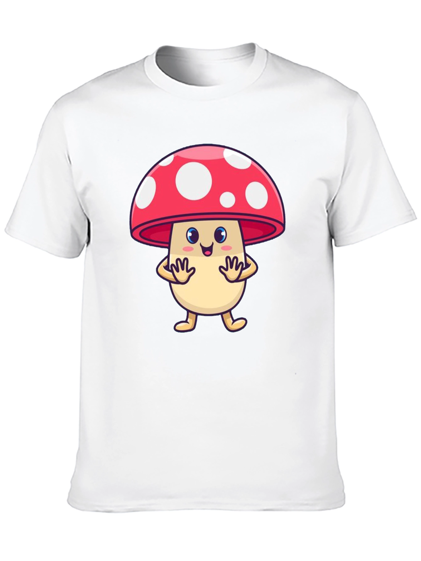 Cute Mushroom Cartoon Graphic Tee - Black