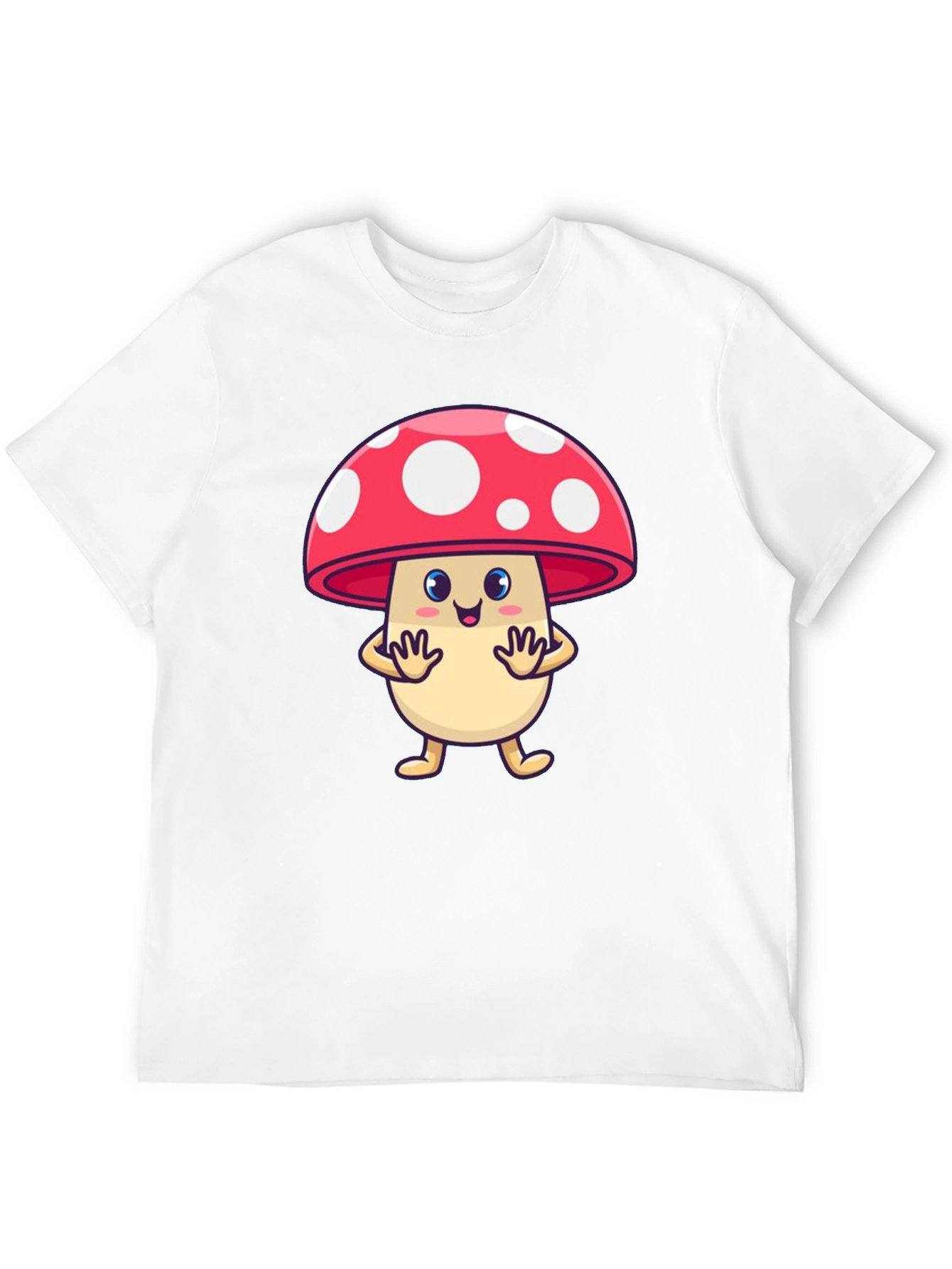 Cute Mushroom Cartoon Graphic Tee - Black