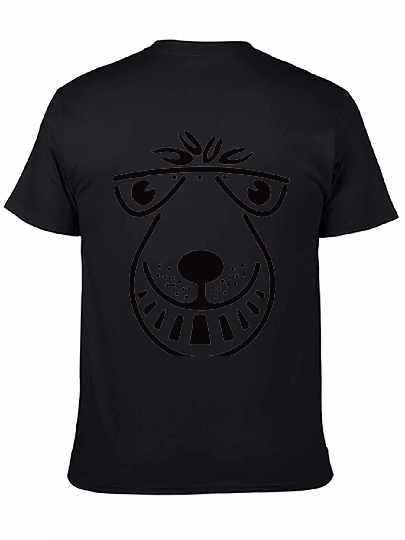 Cool Cartoon Dog Graphic Tee - Black Cotton T-Shirt