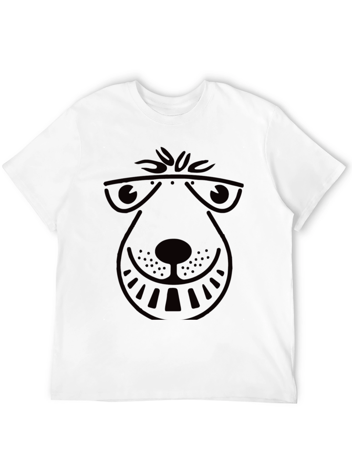 Cool Cartoon Dog Graphic Tee - Black Cotton T-Shirt
