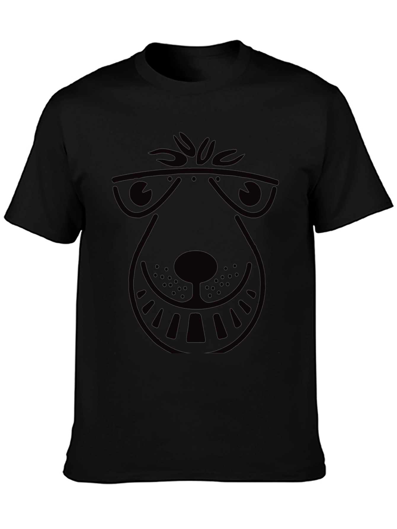 Cool Cartoon Dog Graphic Tee - Black Cotton T-Shirt