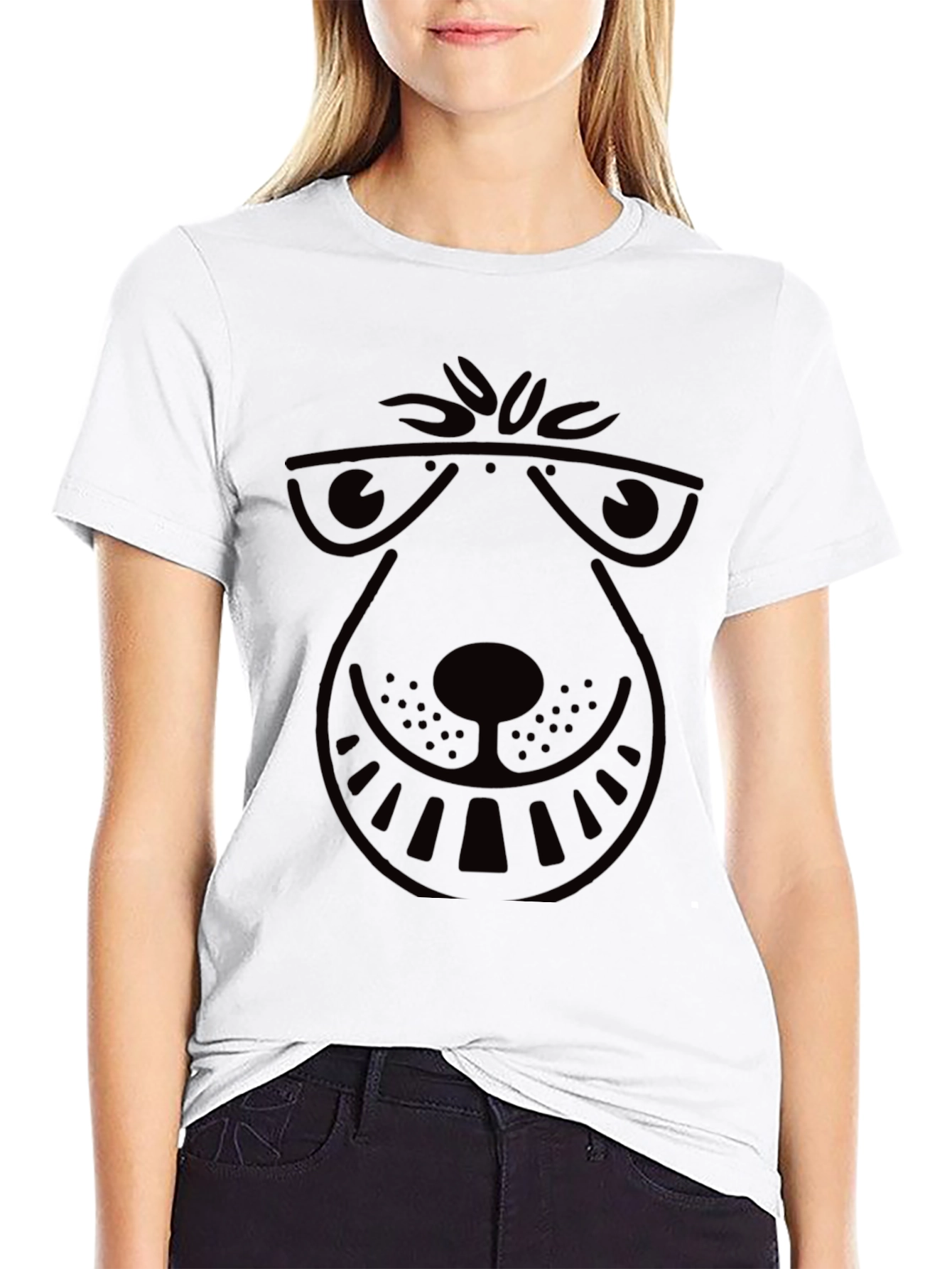 Cool Cartoon Dog Graphic Tee - Black Cotton T-Shirt