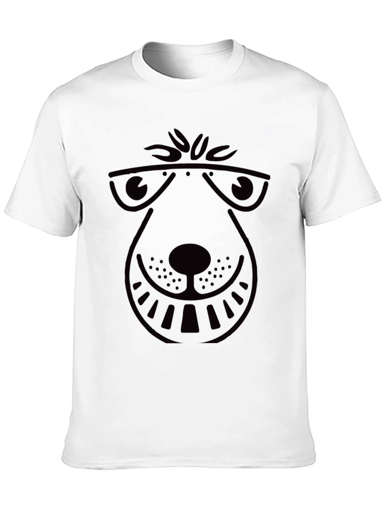 Cool Cartoon Dog Graphic Tee - Black Cotton T-Shirt