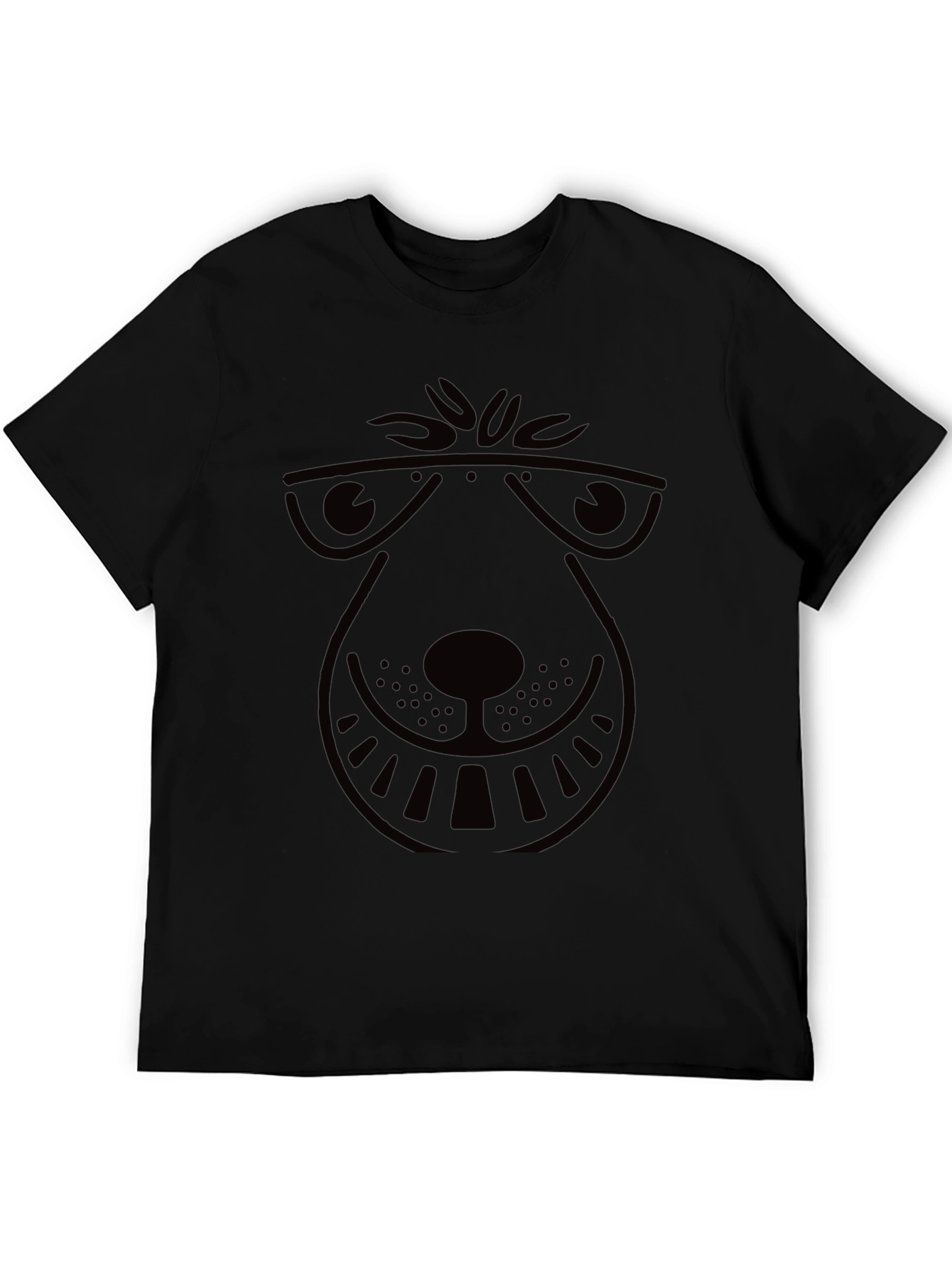 Cool Cartoon Dog Graphic Tee - Black Cotton T-Shirt