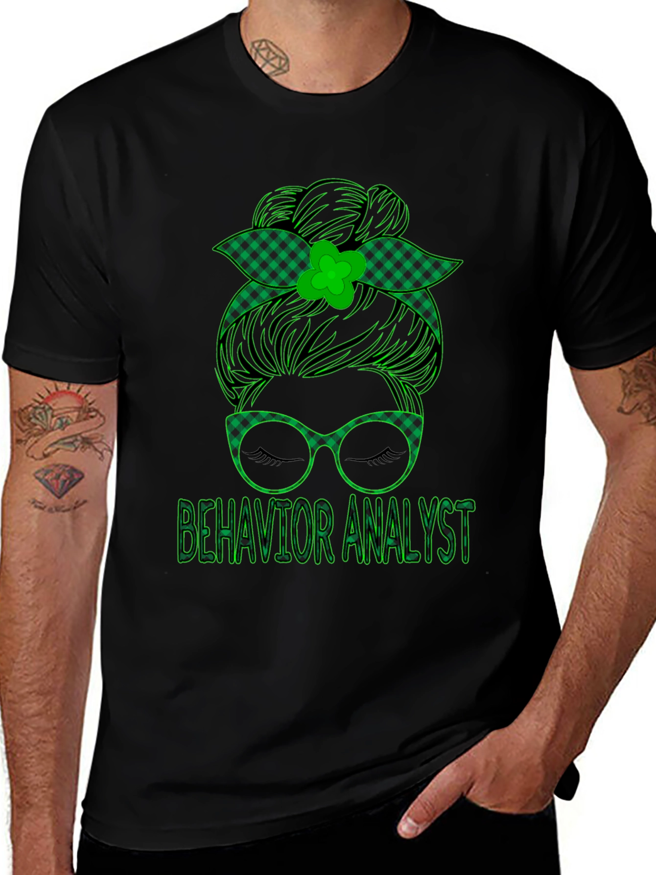 Behavior Analyst Messy Bun St. Patricks Day T-Shirt
