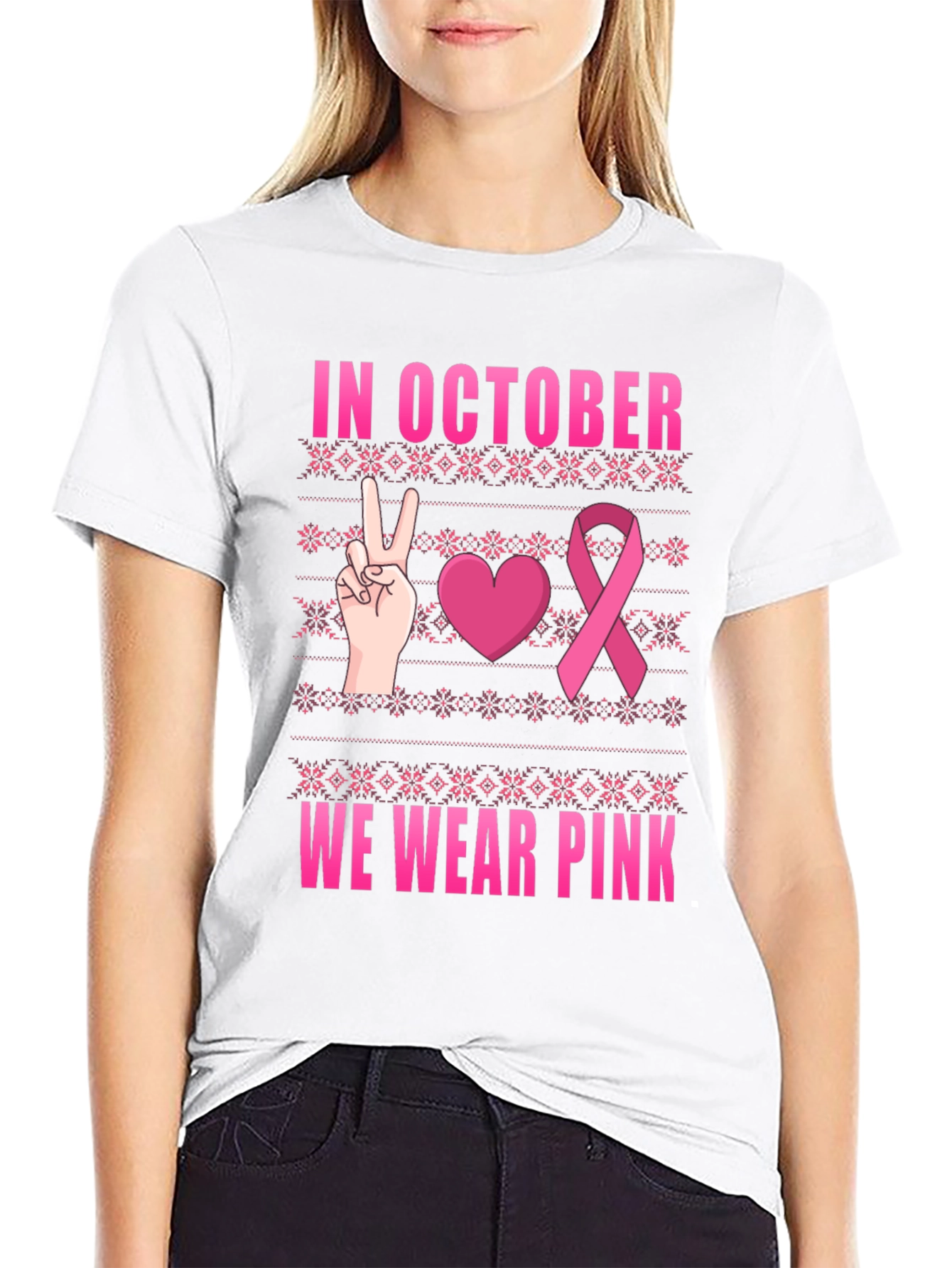 In October We Wear Pink Breast Cancer Awareness T-Shirt