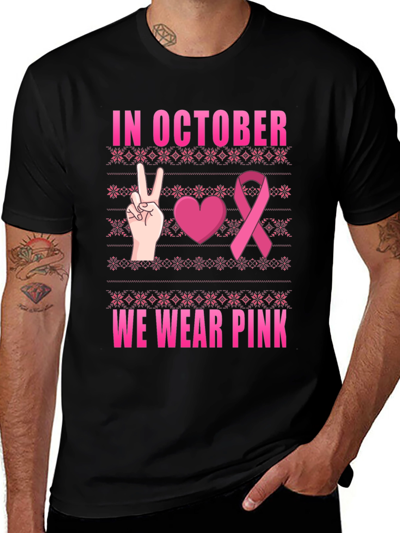 In October We Wear Pink Breast Cancer Awareness T-Shirt