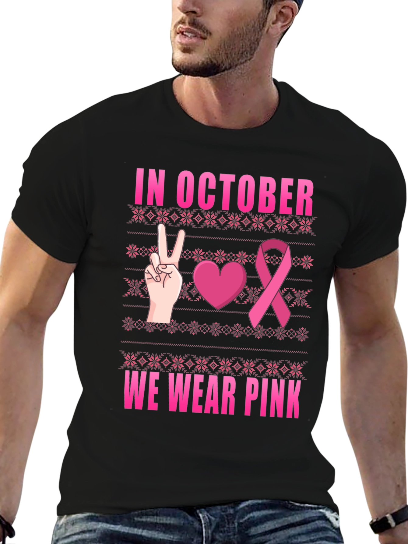 In October We Wear Pink Breast Cancer Awareness T-Shirt