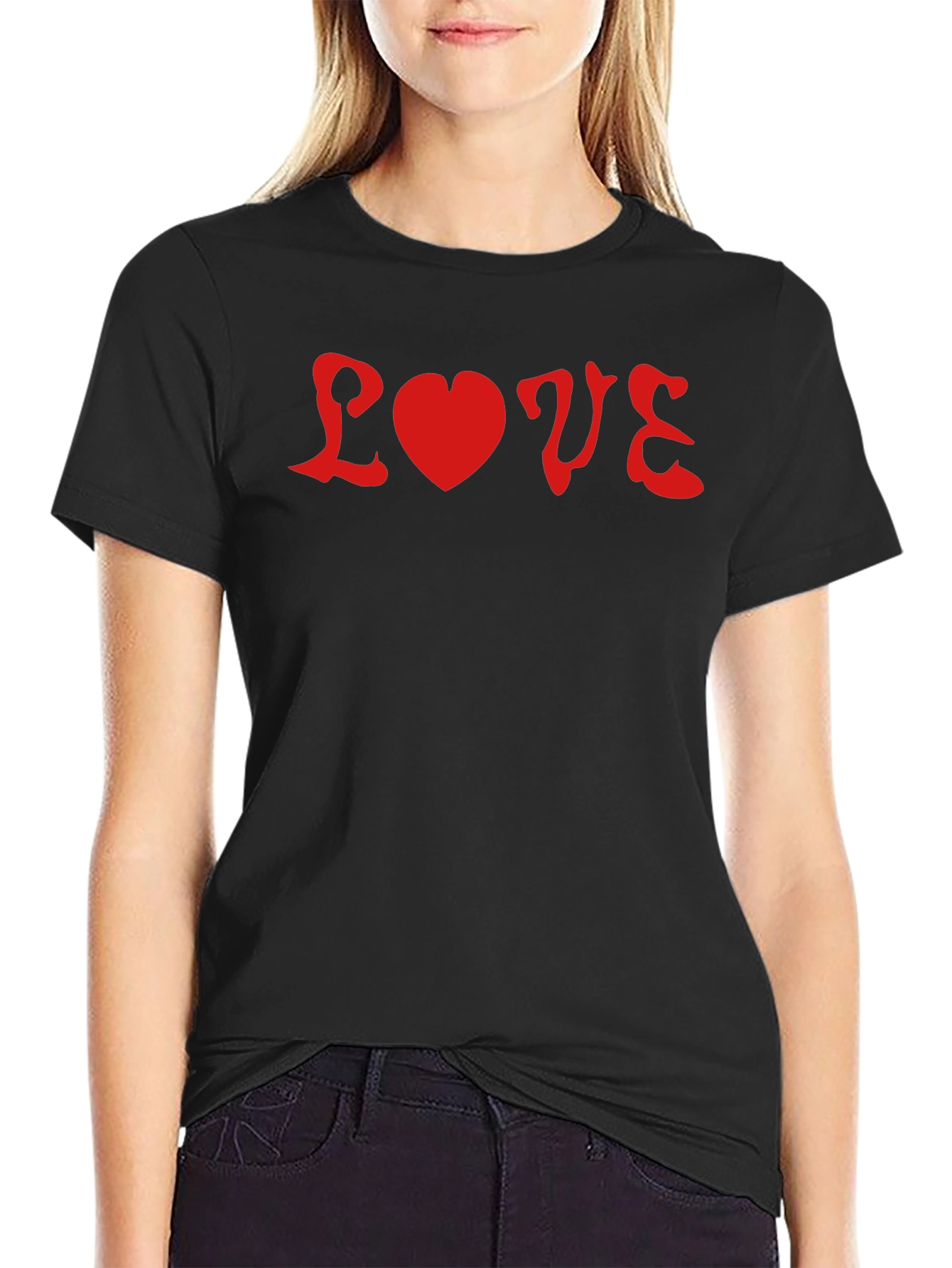 Love Graphic Tee - Red on Black