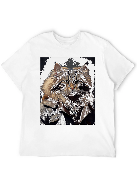 Cool Cat Biker Graphic T-Shirt