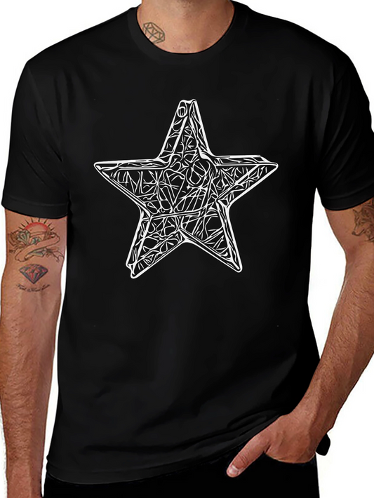Abstract Star Graphic Black T-Shirt